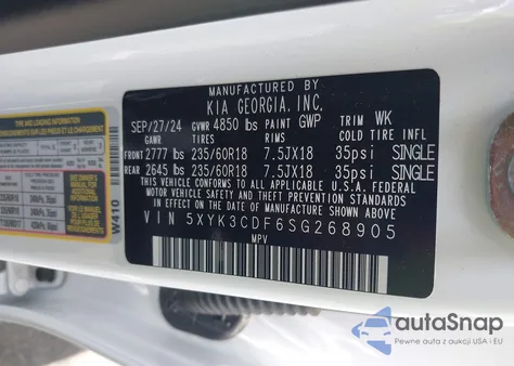 2025 Kia Sportage Ex из США, поврежденный, VIN 5XYK3CDF6SG268905